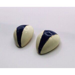 Ciner Vintage Enamel Gold Tone Clip Earrings